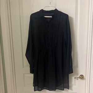 Black Long Sleeve Mandarin Collar Dress for Work